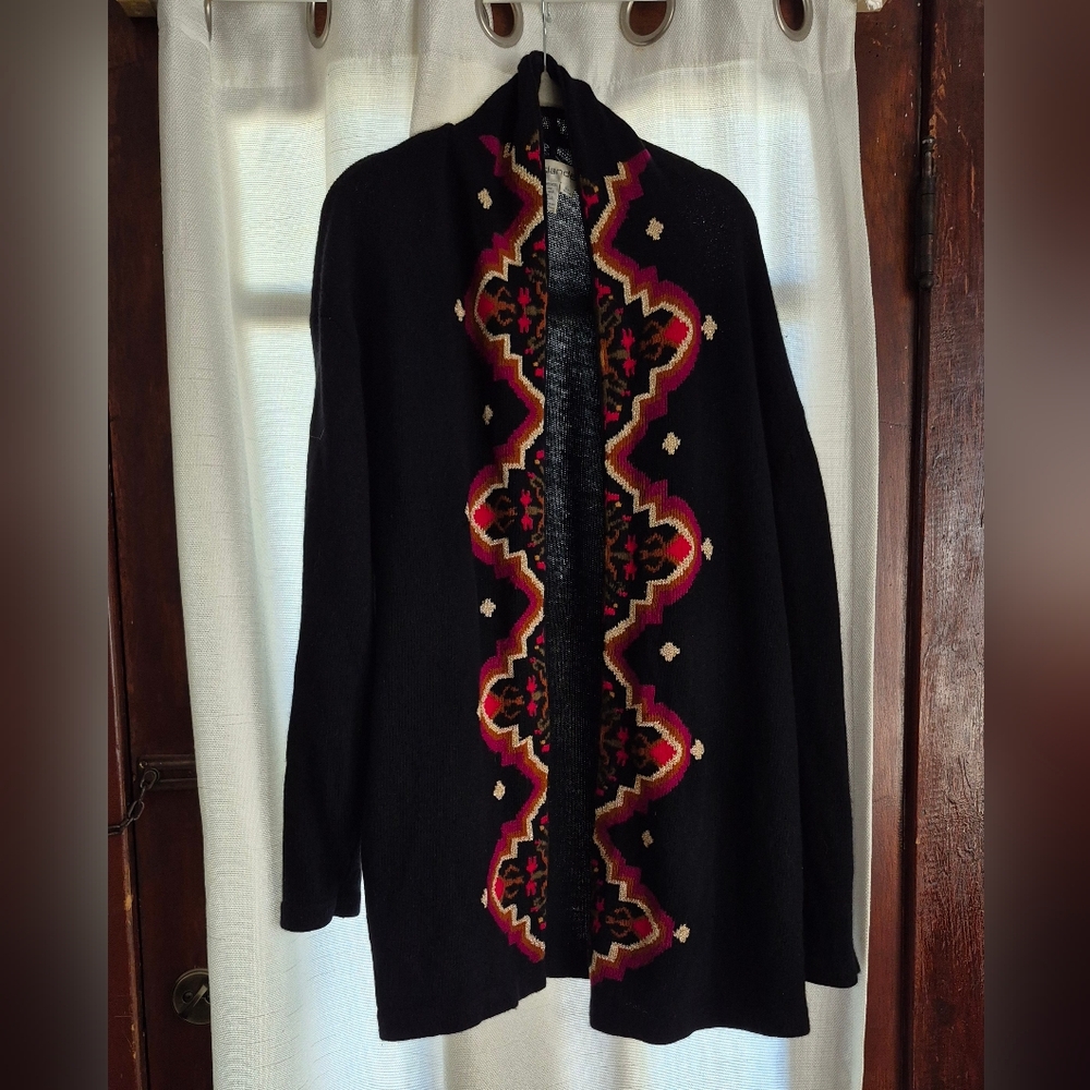 Vintage Black, Red, Gold, Olive, Brown Women's Cardigan Knit Lambswool 44 - 46
